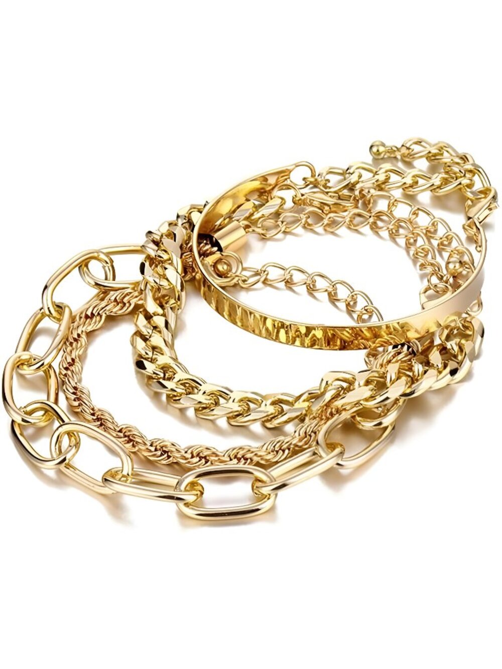 Gold Bracelets for Women, 14K Gold Plated Dainty Layered Chain Bracelets